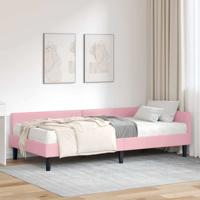 Hoekbedframe met Matras Anders 2 pcs Grijs Fluweel