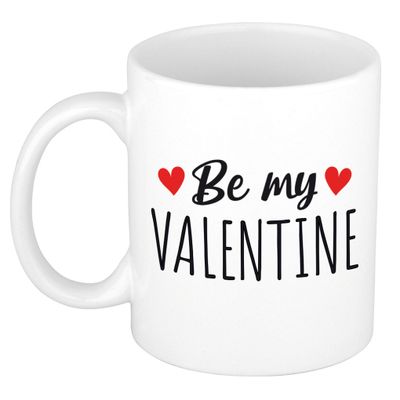 Be my valentine cadeau mok / beker wit voor Valentijnsdag 300 ml