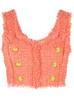 Balmain haut crop en tweed à boutonnière - Orange