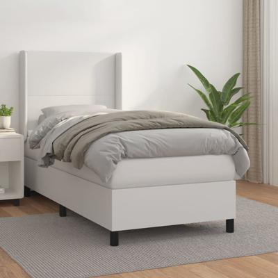 Boxspring met matras kunstleer wit 90x200 cm