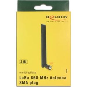 Delock 89769 LoRa 868 MHz Antenne SMA-stekker 3 dBi omnidirectioneel met kantelscharnier zwart