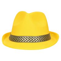 Fiestas Guirca Carnaval verkleed Trilby/gangster hoedje - geel - polyester - heren/dames   -