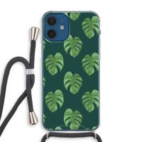 Monstera leaves: iPhone 12 Transparant Hoesje met koord
