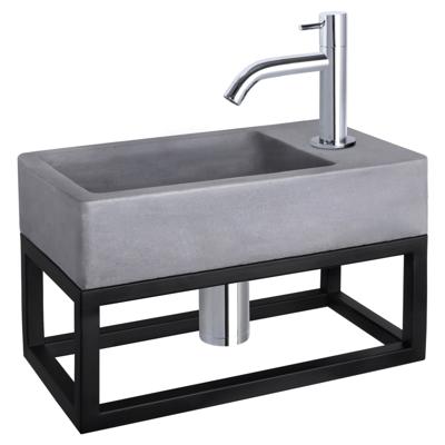 Differnz Force fonteinset beton donkergrijs - kraan gebogen - met handdoekrek - 40 x 22 x 9 cm - chroom