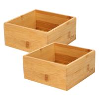 5Five lade orgaiseer bakjes - 3x - sorteer box - bamboe hout - 15 x 15 x 7 cm - Deviders