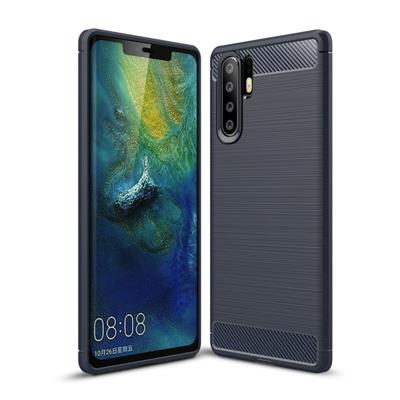 Geborsteld textuur Carbon Fiber schokbestendig TPU Case voor Huawei P30 Pro (marineblauw)