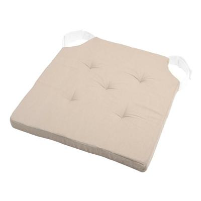Stof Textile stoelkussen DUO - beige - 38 x 38 x 4 cm - klittenband sluiting