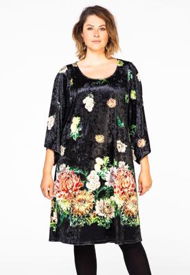 Yoek Jurk wijde mouwen CHRYSANT | Zwart | Maat XXL