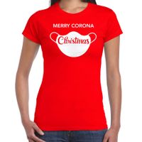 Merry corona Christmas fout Kerstshirt / outfit rood voor dames - thumbnail