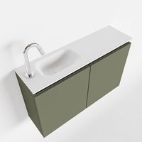 Toiletmeubel Mondiaz Ture | 80 cm | Meubelkleur Army | Eden wastafel Talc Links | 1 kraangat Toiletmeubel Mondiaz Ture | 80 cm | Meubelkleur Army | Eden wastafel Talc Links | 1 kraangat