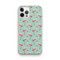Flamingoprint groen: iPhone 12 Pro Max Transparant Hoesje