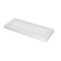 INK Dock Wastafel Polystone met 2 Kraangaten - 1000x400x60 mm - Mat Wit