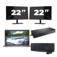 Dell Latitude 5420 - Intel Core i3-11e Generatie - 14 inch - 16GB RAM - 256GB SSD - Windows 11 Home + 2x 22 inch Monitor