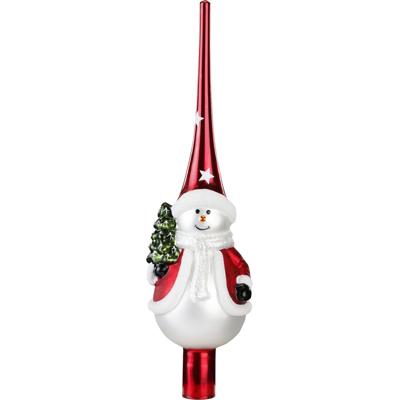 Inge Christmas sneeuwpop piek - goud - glas - 31 cm - gedecoreerd - kerstboom topper - kerstversieri