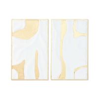 Wanddecoratie Home ESPRIT Wit Gouden Modern 48 x 2,5 x 80,5 cm (2 Stuks)