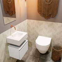 Toiletmeubel Mondiaz Andor | 40 cm | Meubelkleur Talc | Lex vrijhangend wastafel Talc Midden | Zonder kraangat Toiletmeubel Mondiaz Andor | 40 cm | Meubelkleur Talc | Lex vrijhangend wastafel Talc Midden | Zonder kraangat