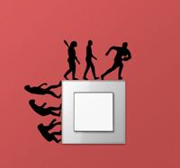 Muurzelfklevende sticker rugby evolutie Muurzelfklevende sticker rugby evolutie