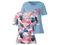 esmara 2 dames t-shirts  (L (44/46), Donkerroze/blauw) - thumbnail