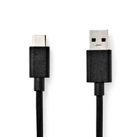 USB-Kabel | USB 3.2 Gen 1 | USB-A Male | USB-C Male | 15 W | 5 Gbps | Vernikkeld | 1.00 m | Rond | PVC | Zwart