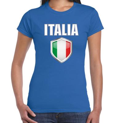 Verkleed T-shirt voor dames - Itali? landen supporters - blauw - fan - aanmoedigen