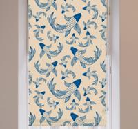 Rolgordijnen woonkamer Beige en blauwe koivissen