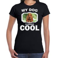 Honden liefhebber shirt Spaniel my dog is serious cool zwart voor dames - thumbnail