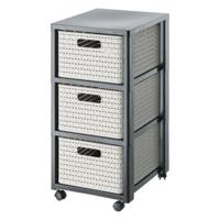 Rotho country design ladekast met wielen 3x18l cappuccino