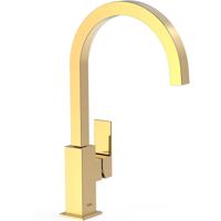 Wastafelkraan Tres Cuadro | Opbouw | Draaibare uitloop | Mengkraan | Hoog model | 1-hendel | Vierkant | 24k Goud glans