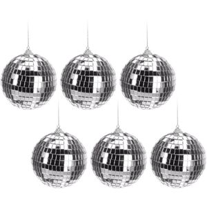 6x Kerstboom decoratie discoballen zilver 10 cm