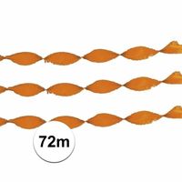 3x Crepe papier slinger oranje 24 meter - Feestslingers