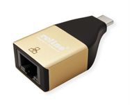 ROLINE 12.02.1111 tussenstuk voor kabels USB Type C RJ-45 Zwart, Goud - thumbnail