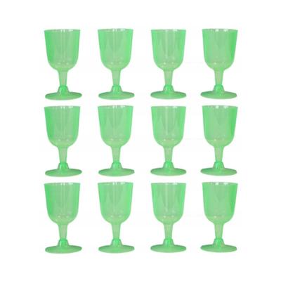 Wijnglazen - 12x - groen - kunststof - 160ml - herbruikbaar wijnglas