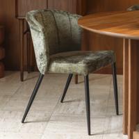 Dutchbone Eetkamerstoel 'Georgia' Chenille, kleur Groen