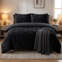 Dekbedovertrek Velvet Pintuck - Zwart - Lits-Jumeaux (240x220 Cm) - Zwart Microvezel - Patroon - Sleeptime - Dekbed-Discounter.nl