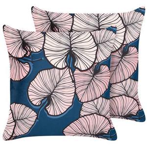 Beliani-CHRYSANTHEMUM -Sierkussen set van 2-Blauw-45 x 45 cm-Polyester