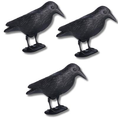 Set van 3x stuks zwarte horror decoratie raven/kraaien 38 cm