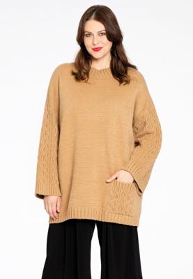 Yoek Trui met kabelpatroon | Bruin | Maat 38/40