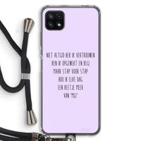 Zelfvertrouwen: Samsung Galaxy A22 5G Transparant Hoesje met koord Zelfvertrouwen: Samsung Galaxy A22 5G Transparant Hoesje met koord