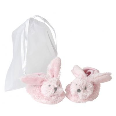 Pluche roze konijnen baby slofjes