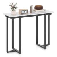 Moderne Halconsoletafel in Marmerlook met Geometrisch Metalen Frame Smalle Bijzettafel voor Woonkamer Hal Entree 107 x 40 x 79,5 cm