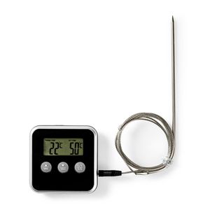 Nedis Vleesthermometer | Alarm / Timer | LCD-Scherm | 0-250 °C | Zilver / Zwart | 1 stuks - KATH105BK KATH105BK