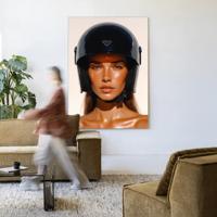 Urban Cotton Wandkleed 'Prada Helmet' 110 x 145cm in Frame - black