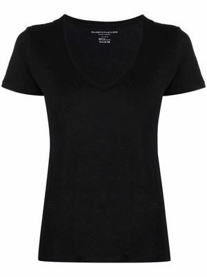 Majestic Filatures t-shirt en lin à encolure dégagée - Noir