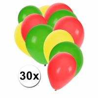 Party Ballonnen setje - groen-geel-rood - 30x stuks - feestartikelen - versiering