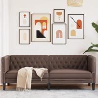 Driezitsbank Chesterfield-stijl kunstleer bruin