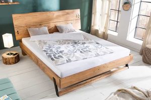 Massief houten bed AMAZONAS 180x200cm tweepersoonsbed met acaciaboomrand natuurlijk - 40513