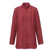 Lange linnen blouse met opstaande kraag, granaatappel Maat: 36 - thumbnail