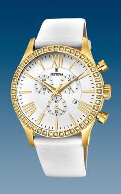 Horlogeband Festina F16605-7 Leder Crèmewit 21mm