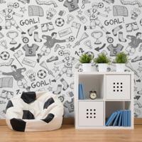 Behang Football Rol Zwart