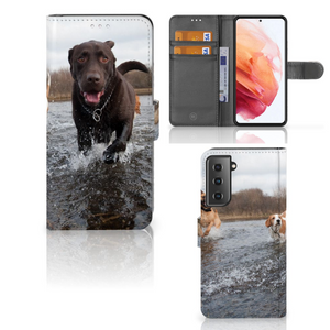 Samsung Galaxy S21 Telefoonhoesje met Pasjes Honden Labrador